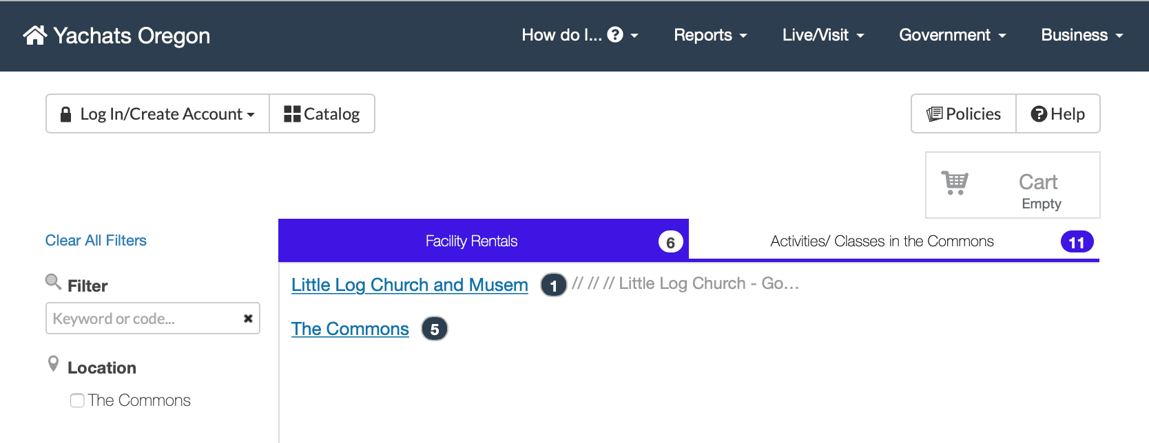 Facilities Start Page